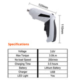 3.6V Cordless Electric Screwdriver Rechargeable Power Screwdriver Battery Electric Tool Twistable Handle LED Home DIY Power Tool