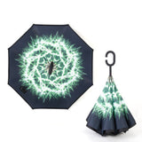 2021 Folding Long Shank Double Layer Inverted Umbrella Windproof Reverse C-Hook male golf umbrella reverse Umbrellas For Women