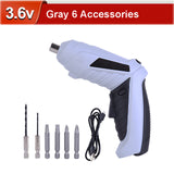 3.6V Cordless Electric Screwdriver Rechargeable Power Screwdriver Battery Electric Tool Twistable Handle LED Home DIY Power Tool