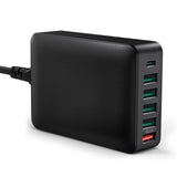 USB Charger 6 Port 20WPD USB Charging Station For Iphone 13/12/11 Pro Max XS Max XR X 8 7 Plus, Galaxy S21