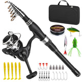 Fishing Rod and Reel Combo Carbon Fiber Telescopic Fishing Rod with Reel Combo Set Lures Jig Hooks Fishing Carrier Bag