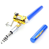Portable Pocket Telescopic Mini Fishing Rod Pole Pen Shape Folded Fishing Rod With Reel Wheel For Outdoor River Lake Fishing