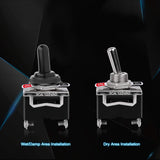 Heavy Duty Rocker Toggle Switch 15A 250V 20A 125V SPST 2 Pin ON/OFF Switch Metal Bat Waterproof Boot Cap Cover - 5 Pack