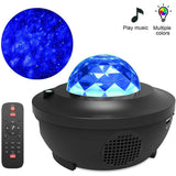 LED Galaxy Projector Ocean Wave LED Night Light Music Player Remote Star Rotating Night Light Luminaria For kid Bedroom Lamp
