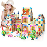 DIY Wooden Dollhouse Kids Assemble Family DollHouse Castle Toys With Car Colorful Casa Doll Houses Wood Toys For Children Gifts