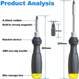 11-in-1 Multi-Bit Screwdriver MIni Screwdriver Set Magnetizer Telescopic Screwdriver with Magnetic Ratchet Hex Socket
