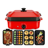 220V Electric Food Cooking Machine Non-stick Multicooker Home Appliance Electric Hot Pot Frying Pan For Breakfast With 4 Plates