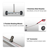 2 in 1 Pressure Washer Attachment Undercarriage Cleaner Water Broom Surface Cleaner with 4 Nozzles 2 Extension Rods