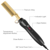 Hair Straightener Hot Heating Comb Smooth Iron Straightening Brush Corrugation Curling Iron Hair Curler Comb Multi-Function Use