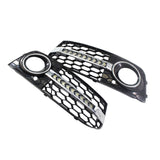 1 Pair Car Front Bumper Fog Light Mesh Grill Grille Replacement for Audi A4 B8 09-11
