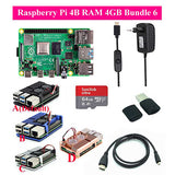 Original Raspberry Pi 4 Model B Kit + Aluminum Case + Heat Sink + 3A Switch Power +  HDMI-compatible Option 64 32GB Card |Reader