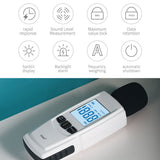 DUKA Decibel Meter Digital Sound Level Reader Audio Noise Measure Device 30-130dBA with LED Backlight Alarm Data Hold Function