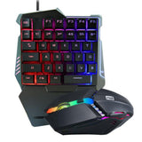 One-Handed Gaming Keyboard Mouse Set RGB Backlit Portable Mini Gaming Keypad Mouse Game Controller for PC PS4 Xbox Gamer