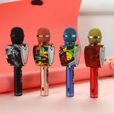 Heart Shape Bluetooth Karaoke Microphone,4 in 1 with LED Lights for KTV