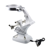 Desktop LED Magnifier Lamp Light Magnifying Glass Lens 4.5X Loupes Magnification Work Lamp Adjustable Handheld Rechargeable Red