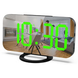 Digital Alarm Clock Electronic Smart Large LED Display Mirror Snooze Time Table Desk 2 USB Charger Ports for Iphone Android