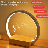 Modern LED Desk Lamp Bluetooth Speaker Table Light Wireless Charging Contact Bedside Night Lights for Kids Bedroom Decor