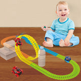 Glowing Race Track With LED Light Up Cars Race Car Track Sets Flexible Railway Assembled Track Birthday Gift For Childrens Toys
