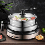FT-01 4-5L 1300W 220V Multi-Functional Multicooker Electric Hot Pot Stainless Steel Household Electric Cooker Steamer Frying Pan