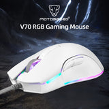 Motospeed V70 USB Wired Gaming Mouse RGB Mouse Ergonomic Design 8-gear Adjustable DPI Wide Compatibility Black