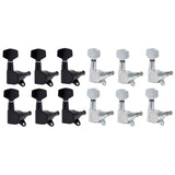 2set Guitar Sealed Small Peg Tuning Pegs Tuners Machine Heads for Acoustic Electric Guitar ( Black 6R&amp;Silver 6R )