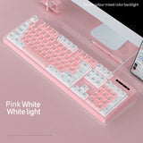 Pink Blue Gaming Keyboard Mechanical Feel Wired USB RGB Backlit Color Matching 104 Keys Keyboards for PC Home Office Gamer
