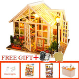 CUTEBEE Kids Toys Dollhouse Kit with Furniture Assemble Wooden Miniature Doll House Diy Dollhouse Puzzle Toys For Children M2011