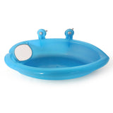 1pc Blue Plastic Pet Bird Bath Cage Parrot Bathtub With Mirror Bird Cage Pet Toys Birds Accessories