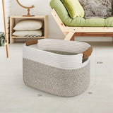 3 Pack Woven Cotton Rope Square Storage Baskets, Shelf Baskets For Organizing,Decorative Baskets With Detachable Handles