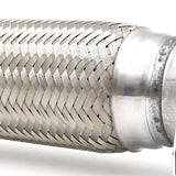 2.5" x8" x12" Stainless Steel Car Exhaust Flex Pipe Bellows Double Braid Connector Ripple Sliver With Bracket
