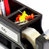 2 in 1 Multifunctional Pen Holder Creative Office Desk Stationery Organizer Retro Cassette Tape Dispenser Pen Holder Gift