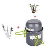 Outdoor Hiking Camping Cookware Set 1-2 Persons Portable Cooking Tableware Picnic  Pot Pans Bowls With Dinnerware Gas Stove