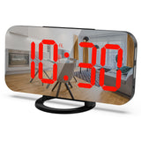 Digital Alarm Clock Electronic Smart Large LED Display Mirror Snooze Time Table Desk 2 USB Charger Ports for Iphone Android