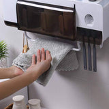 Punch-Free Toothbrush Rack Bathroom Wall-Mounted Suction Wall Toothpaste Tooth-Cleaners Shelf Mouthwash Cup Set