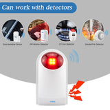J008 110dB Indoor Outdoor Wireless Flashing Siren Strobe Light Sensor For Home Garge Alarm Security System