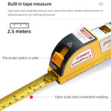 3 in 1 Infrared Laser Level Ruler Horizontal Meter Tape Scale Multi-functional Measure Instrument Vertical Equipment Measuring