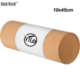 10x45cm Solid Natural Cork Yoga Pillar High Density Fine Grain Cork Yoga Brick Pilates Block Dance Aid Fitness Massage Roller
