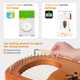 Lyre Harp, 16 String Mahogany Plywood Body String Instrument with Tuning Wrench and Storage Bag&amp;Tuning Tool