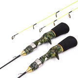 LEO Winter Ice Fishing Camouflage Ice Fishing Rod Super Soft Strong Mini Shrimp Fishing Rod for Boat Sea Fishing