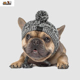 Winter Warm Dog Hats Windproof Knitting French Bulldog Hat for Dogs Chihuahua Hat Fluffy Ball Puppy Accessories Pet Hat