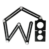 6-fold Square Ruler Woodworking Tool Drill Guide Ruler Measuring Template Tool Tile Opening Positioner Six Folding Ruler Locator