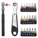 19pcs Slotted Combination Home Extension Magnetic Ratchet Wrench Bit Set Reversible Repair Tool With Handle Plum Head S2 Micro