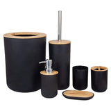6-Piece Bamboo Bath Accessory Set Environmentally Friendly Toilet Accessory Set with Lotion Dispenser Etc.
