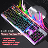 K002 Metal Gaming Keyboard Mechanical Keyboard Feel Wired USB Voice Control RGB Colourful Backlit Keyboard for PC Laptop Gamer