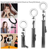 Dimmable LED Ring Light Photographic Lighting With Phone Clip And Tripod Ring Lights For Live Streaming Makeup Free Shipping
