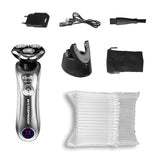 Professional rotary electric shaver wet dry beard electric razor for men rechargeable facial shaving machine with smart cleaner
