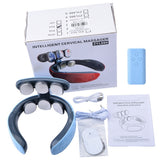 6 Head Neck Massager with Remote control English voice massage Infrared Heating Pulse Neck and Back Massager Head Massager Gift