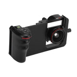 Phone Video Rig Universal Handheld Phone Stabilizer Convenient Broad Sight Bottom 1/4in Thread with Wide Angle Macro 2 in 1 Lens