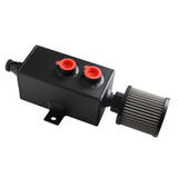 Oil Catch Can Tank with Breather Aluminum Compact Baffled  Oil Separator Tank Reservoir Kit Black 1L