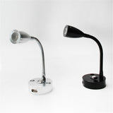 DC12V 24V RV Boat LED Reading Light Dimmable Flexible Gooseneck Wall Lamp for Truck Motorhome Yachts Cabin with USB Charger Port